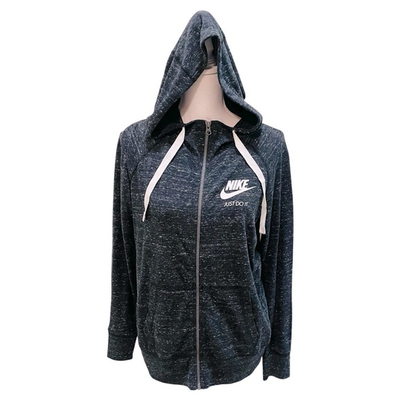 Nike Gray Heather Full Zip Hooded Long Sleeve Shirt Jacket Medium - Picture 1 of 8